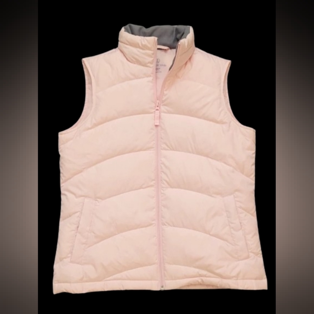 LANDS' END Zippered puffy vest, snap pockets ▴ XS/P Light Pink ꙳•❅‧*₊⋆☃︎‧*❆₊⋆